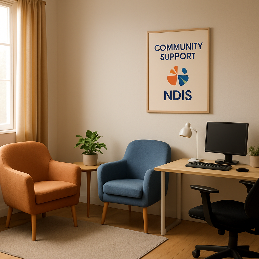 Welcoming accessible support office with NDIS materials